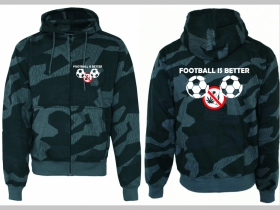 FOOTBALL IS BETTER hrubá maskáčová mikina vzor Nightcamo-Nočný maskáč "Splinter" s modrobielym logom